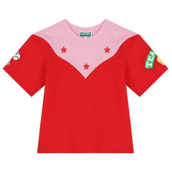 Girls Pink & Red Varsity Logo T-Shirt